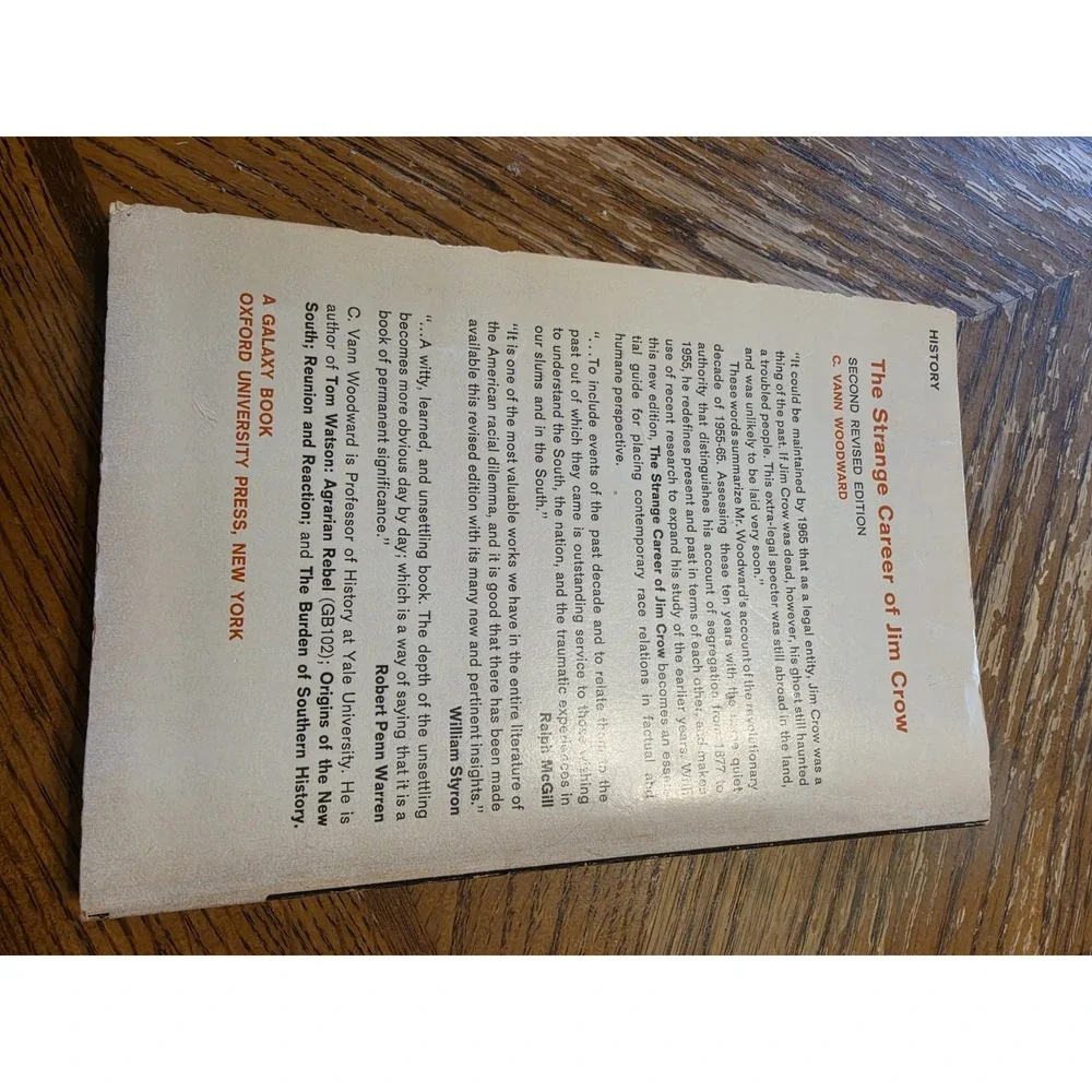 The Strange Career of Jim Crow Paperback 1968 by C Vann Woodward